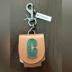 Coach AirPod brown leather case